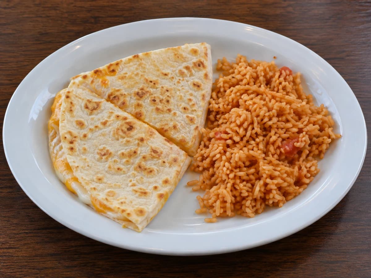 Cheese Quesadilla & Rice